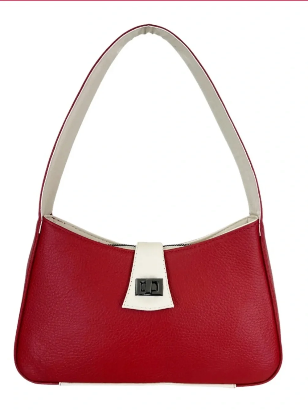 Genuine Leather Shoulder Bag Red Hobo purse Silver hardware Mexico handmade